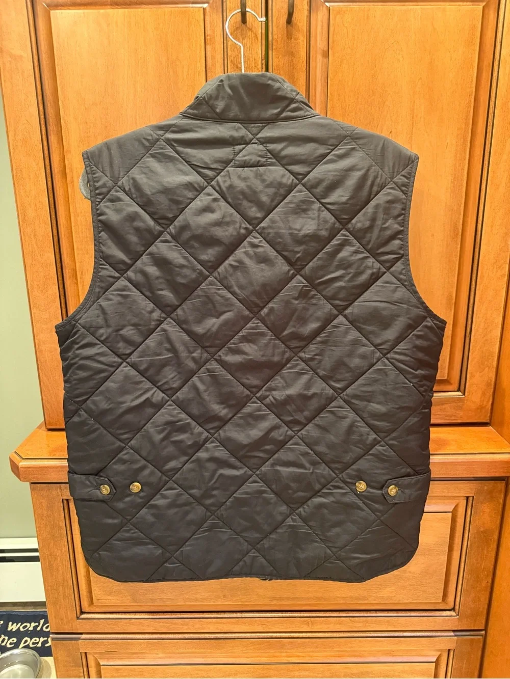 NWOT J. Crew Quilted Black & Olive Reversible Vest